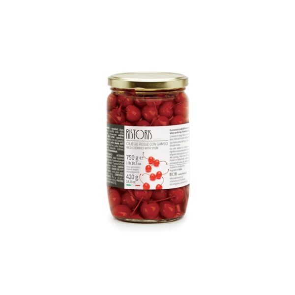 RED CHERRIES WITH STEM FOR COCKTAIL 750G