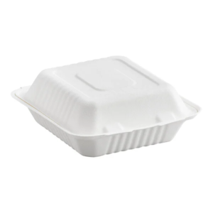 8" x 8" x 3" COMPOSTABLE SUGARCANE / BAGASSE TAKE-OUT BOX